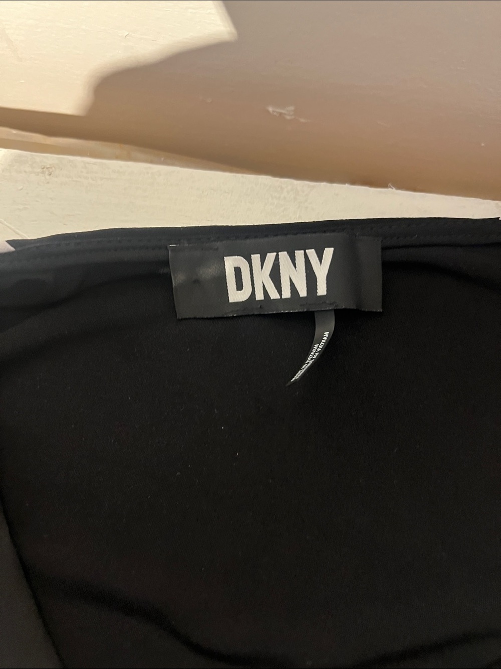 DKNY Black Crewneck Top with Logo Tag